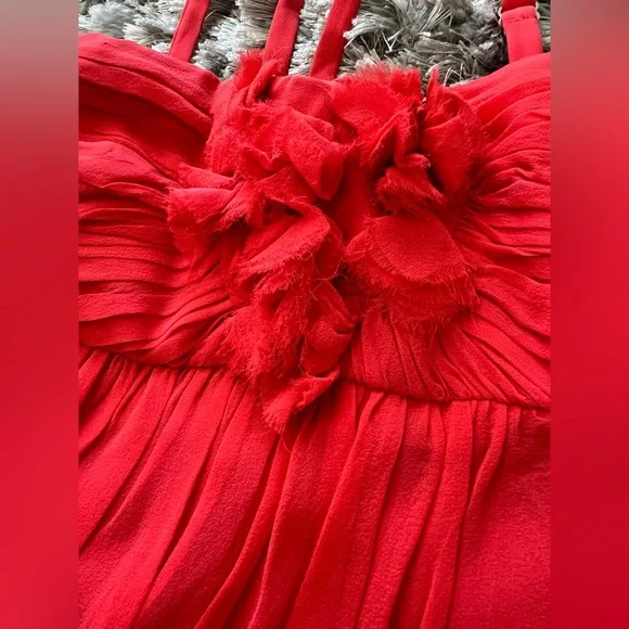 BCBGMaxAzria Vibrant Red 100% Silk Maxi Dress – Size 0 - Picture 14 of 16